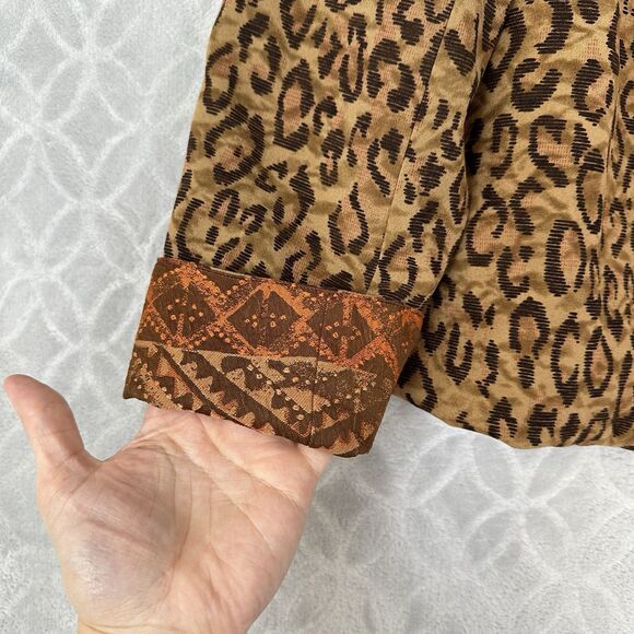Reversible Open Front Jacket Women Medium Leopard Southwest Tapestry Artsy Indie - Picture 4 of 12